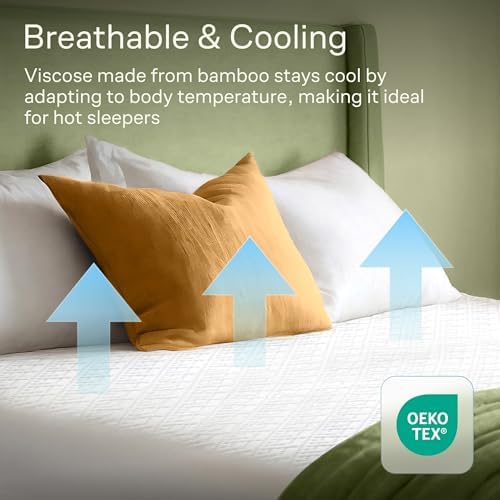 Bamboo Viscose Mattress Protector - Waterproof Queen Size with 360 Protection