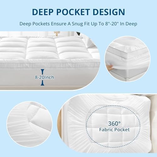 YUGYVOB Queen Mattress Topper 8-21 Deep Pocket Cooling Breathable