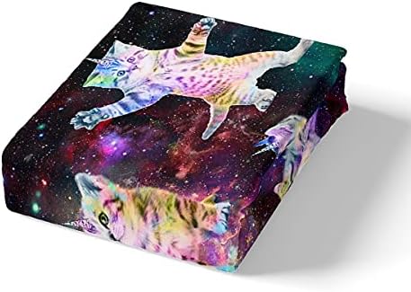 Feelyou Galaxy Cat Bed Sheet Set with 1 Flat Sheet and 2 Pillowcases