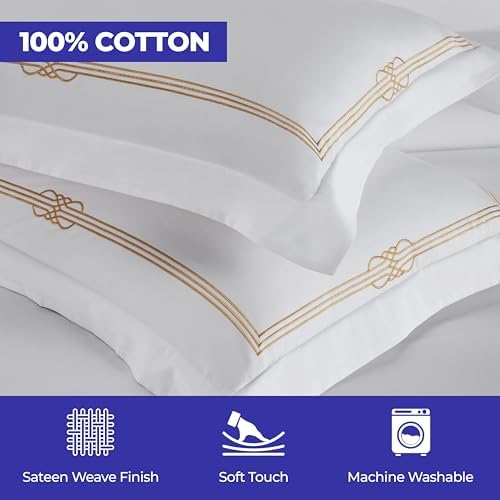 Superior Embroidered Cotton Duvet Cover Set King Size White