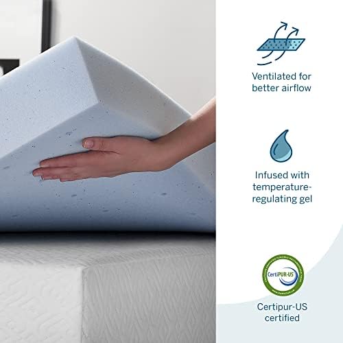 LUCID 4 Inch Gel Memory Foam Mattress Topper - Twin 1