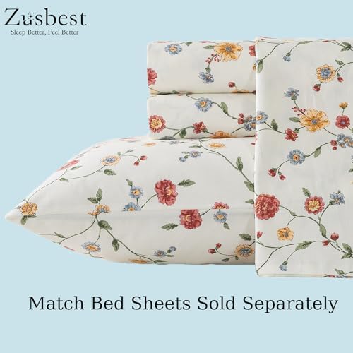 Zusbest Duvet Cover Queen Set White Green