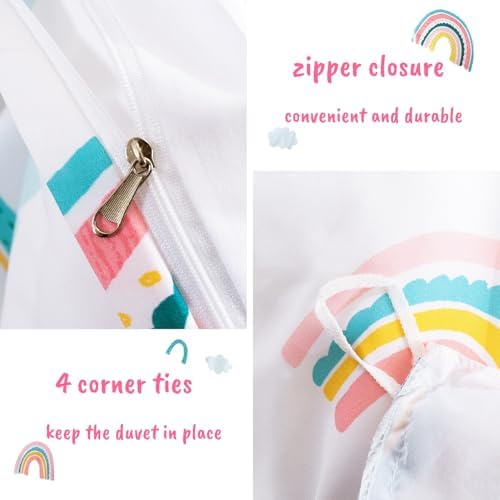 Kids Rainbow Cloud Duvet Cover Set 3Pcs Full Size