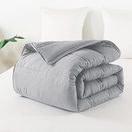 AnnaZ 3PC Comforter Set Down Alternative Light Grey Twin XL