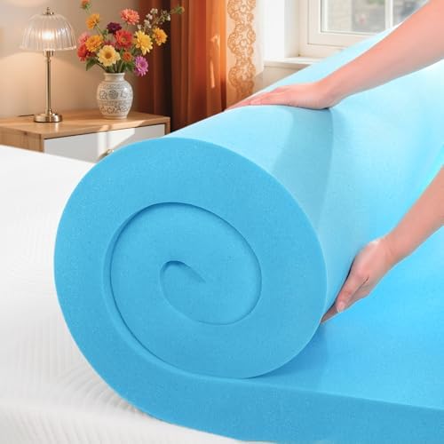SyMax Queen Mattress Topper 4 Inch Gel Memory Foam Blue