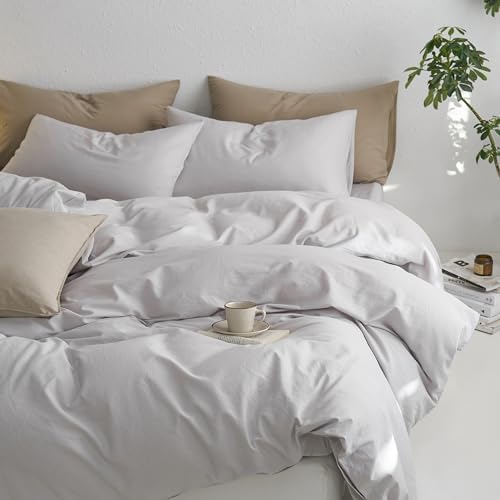 MooMee Cal King Duvet Cover Set - 100 Washed Cotton Soft Durable