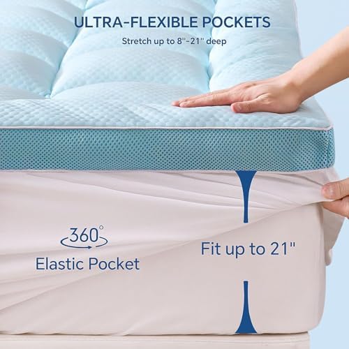 BEDELITE Ultra Cooling Queen Mattress Topper with Deep Pocket