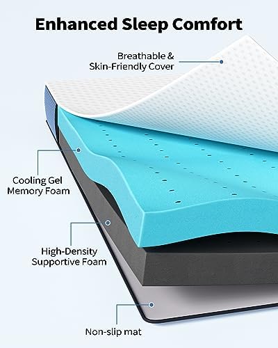 PERLECARE 3 Inch Queen Mattress Topper with Cooling Gel and Bamboo Charcoal 1