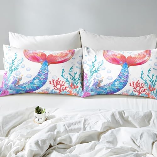 Erosebridal Girls Mermaid Duvet Set Twin Size Purple Blue