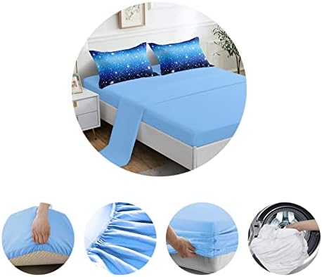 ROWADALO 6 Piece Blue Gradient Glitter Comforter Set Full Size