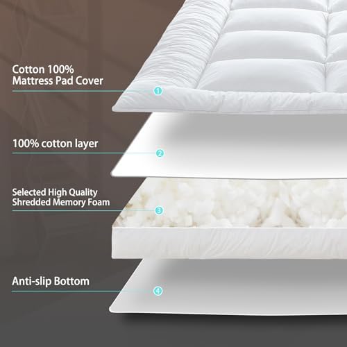WhatsBedding 4 Inch Queen Memory Foam Mattress Topper
