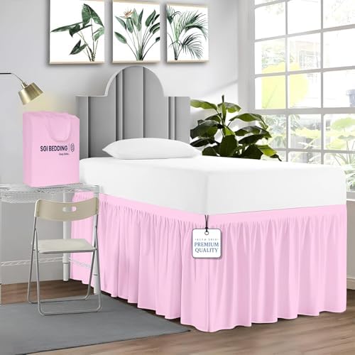 SGI Bedding Ruffled Twin XL Bed Skirt 36 Inch Drop - Pink 1
