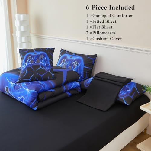 ZSYAYAHA 6 Piece Gamer Bed in a Bag Set for Kids