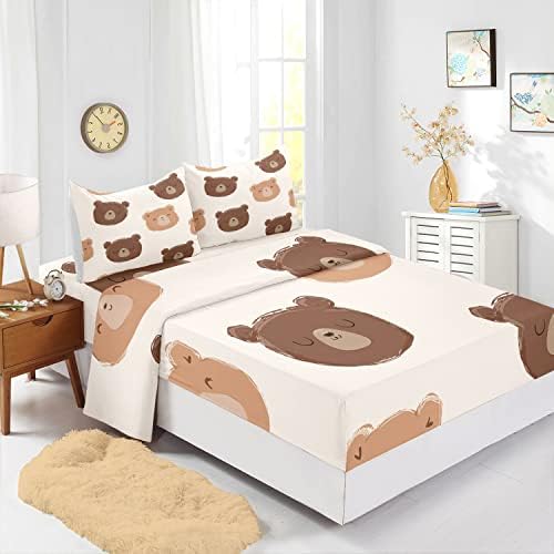 CVHouse Kawaii Bear Bed Sheet Set Queen Size