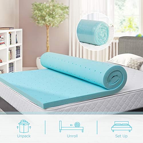 BedsPick 2 Inch Gel Memory Foam Twin XL Mattress Topper Blue