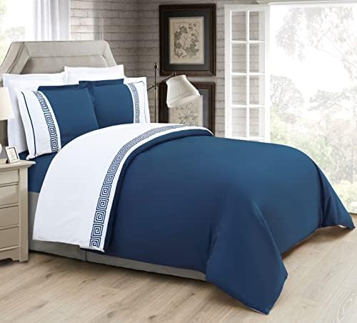 Elegant Comfort Super-Soft Duvet Cover Set KingCalifornia King Navy Blue