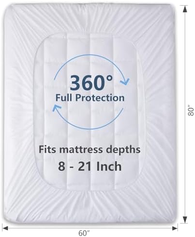 CozyLux Queen Mattress Topper Cotton Cooling 8-21 Deep Pocket