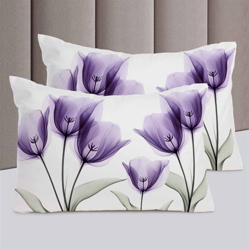 ZOE GARDEN Purple Tulip Cal King Duvet Cover Set