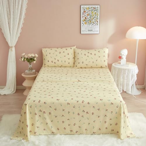 HighBuy Yellow Floral Twin XL Sheet Set 3 Piece
