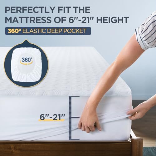 Novted Premium Waterproof Queen Mattress Protector with Silver-infused Bamboo Rayon 1