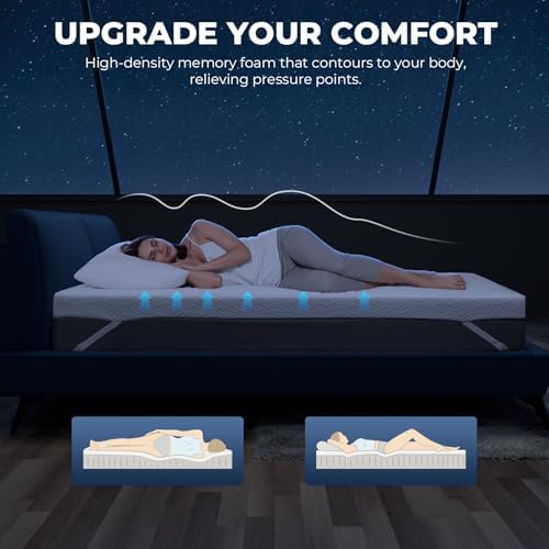3 Inch Gel Memory Foam Mattress Topper with Non-Slip Design
