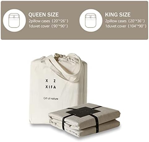 XZ XIFA Linen Duvet Cover Set Queen 3pc