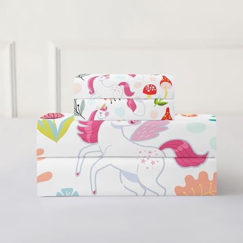 QOOMO Cartoon Unicorn Kids Sheet Set Queen Size