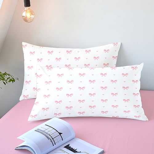 Pink Heart Bow Comforter Set 3 Piece Full Size