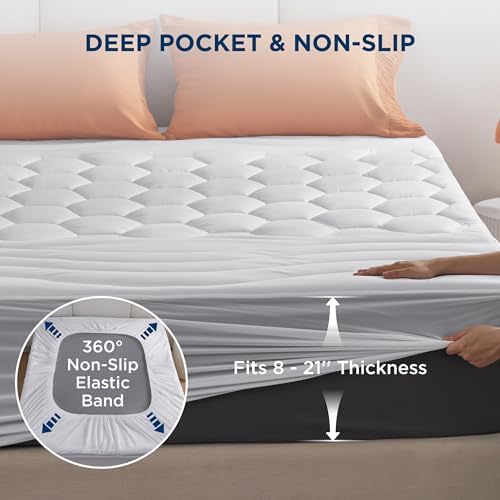 Bedsure King Mattress Pad - Quilted 78x80 Inches Protector
