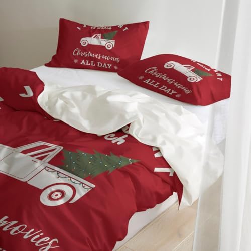 LooPoP Christmas Comforter Set Red Truck 3 Piece California King