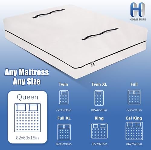 HOMESURE Mattress Encasement with 8 Handles - Queen Size Heavy Duty