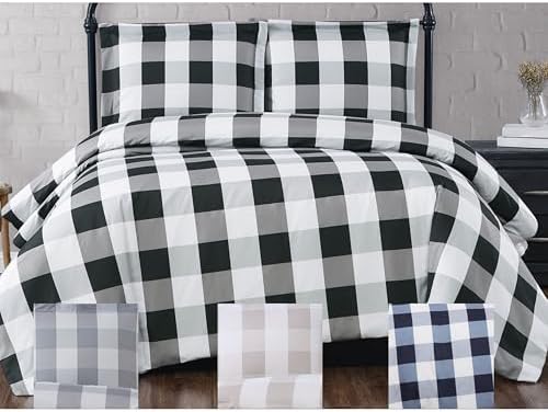 TRULY SOFT Everyday Buffalo Plaid Khaki Duvet Set