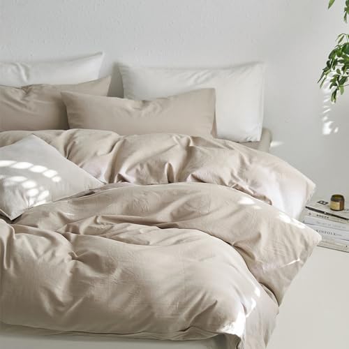 MooMee King Duvet Cover Set 100 Washed Cotton Twill Fabric