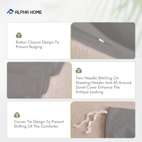 ALPHA HOME Queen Duvet Cover Set with 2 Pillowcases
