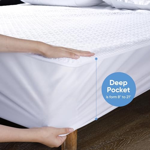 Cooling Waterproof Mattress Protector Twin Size with 3D Air Fabric