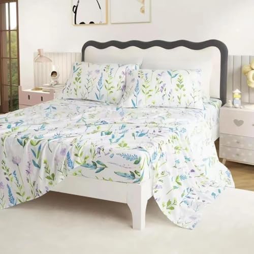 SDY 4PCS Floral Sheet Set Full Size for Kids