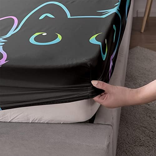 Axolotl Kids Bedding Set Queen Size 4Pcs Kawaii Cat Pattern
