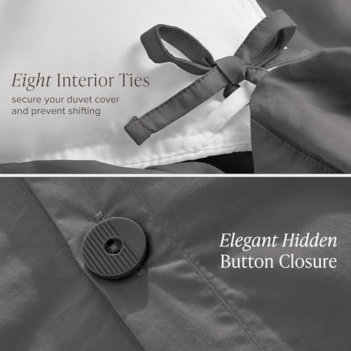 Bare Home Organic Cotton Duvet Cover Set - Percale Weave Grey KingCal King