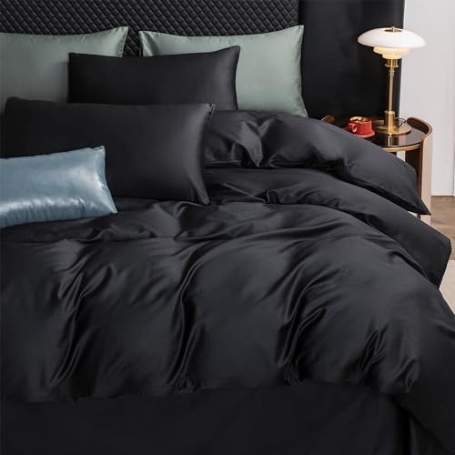 MooMee Luxury Duvet Cover Set 3 Pieces Black King 104x90