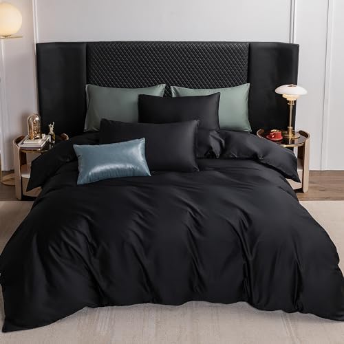 MooMee Luxury Duvet Cover Set 3 Pieces Black King 104x90