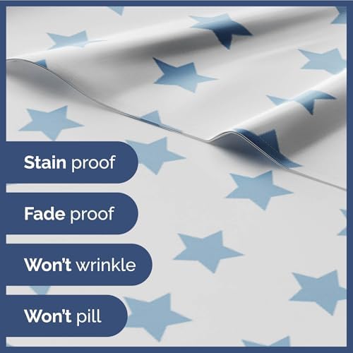 Blue Stars Full 4 Piece Kids Sheet Set - Soft Cozy and Cute