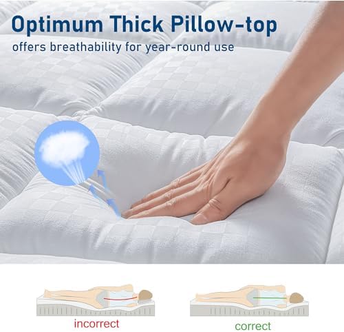 BedLuxury Queen Mattress Topper Extra Thick Pillowtop