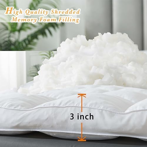 WhatsBedding 3 Inch Memory Foam Mattress Topper King Size