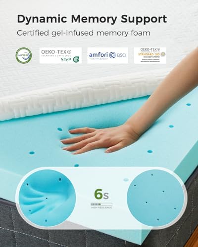 PERLECARE Queen Mattress Topper - 3 Inch Cooling Memory Foam Pad