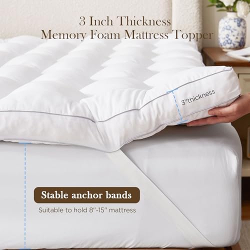 Decroom 3 Inch Queen Mattress Topper for Back Pain Relief