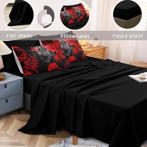 Bedbay Red Rose Leopard Comforter Set Cal-King