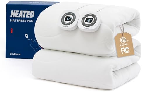 Bedsure Heated Mattress Pad Queen with 10 Heat Settings and Dual Controllers