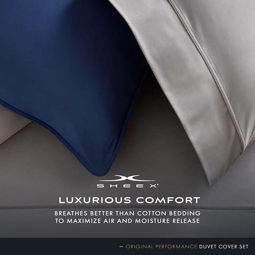 SHEEX Cooling Duvet Cover Set Lightweight King Pearl Blue
