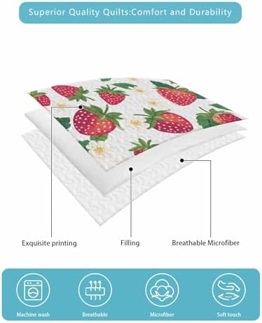 Stongaro Twin XL Strawberry Comforter Set 3 Piece