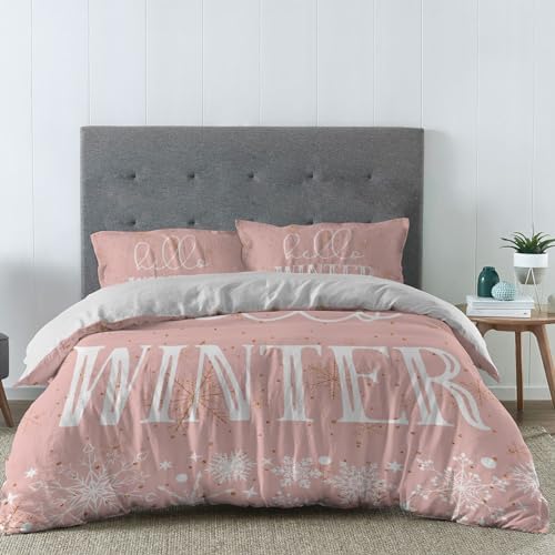 LooPoP Snowflake Pink Duvet Cover Set California King